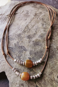 Choker de pedra natural/Boho/Hippie