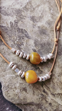 Choker de pedra natural/Boho/Hippie