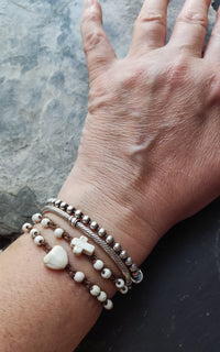 Pack de 3 Pulseiras ajustáveis de howlita branca /Boho / Praia