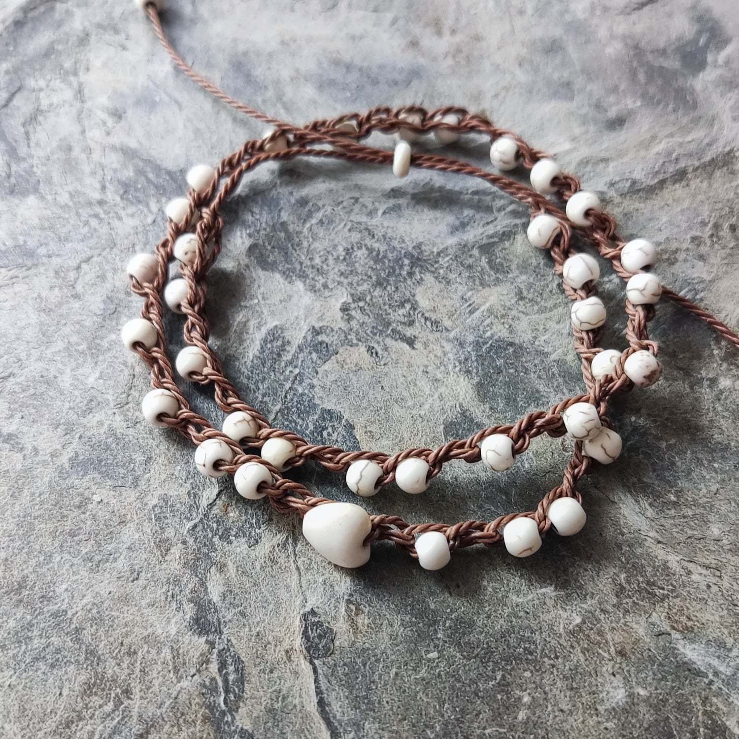 Pulseira minimalista de 2 voltas com coração/Boho