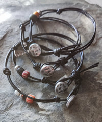 Pulseiras de couro minimalistas/Boho
