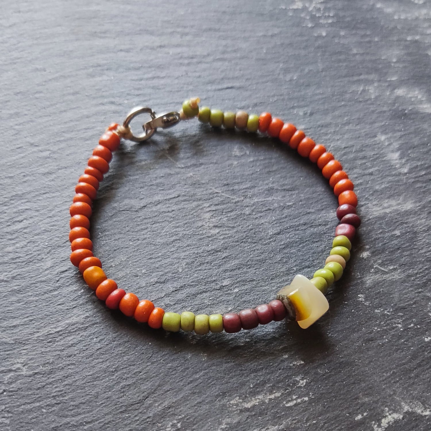 Pulseira de missangas de vidro/Hippie/Boho