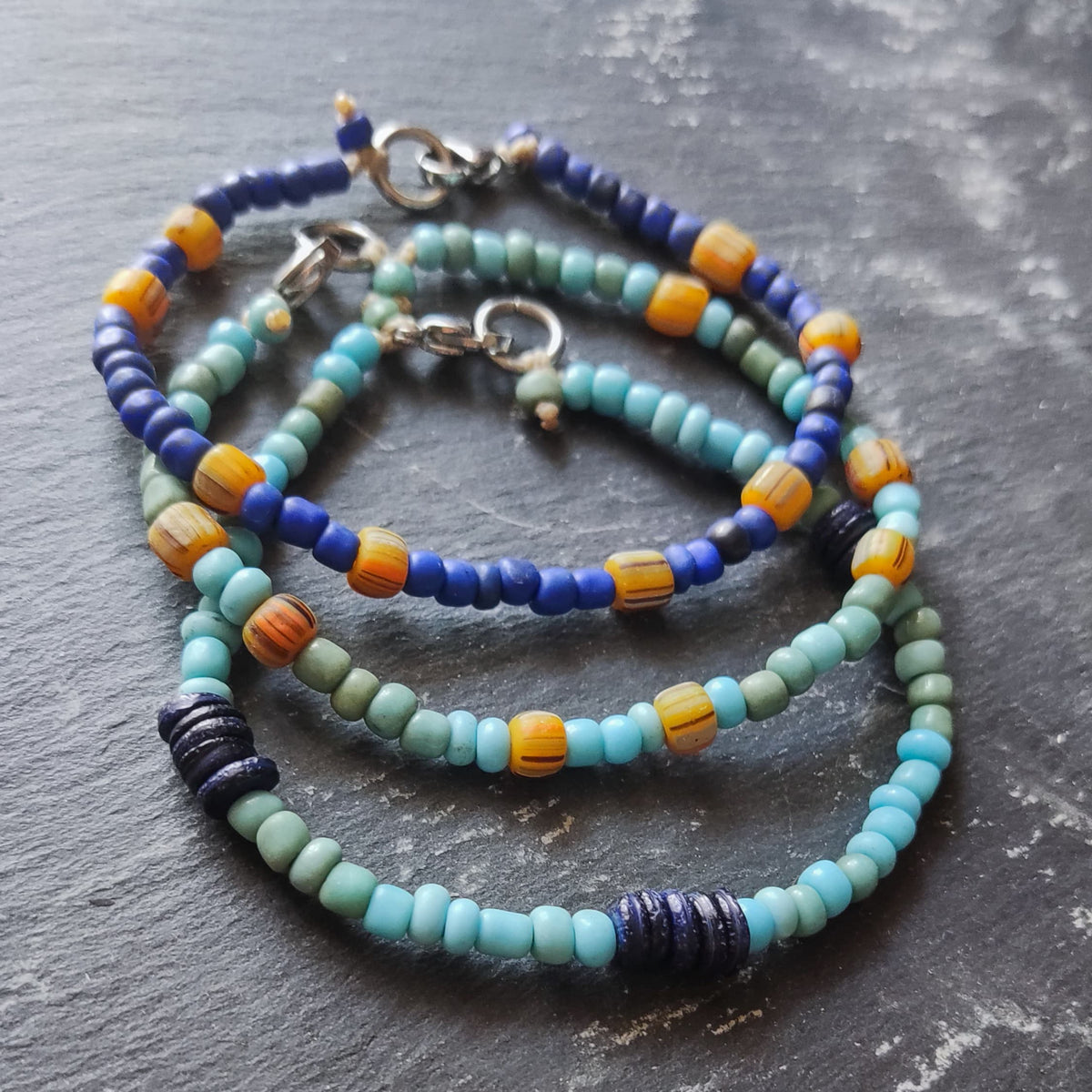 Pulseira de missangas de vidro/Boho/Hippie