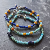 Pulseira de missangas de vidro/Boho/Hippie