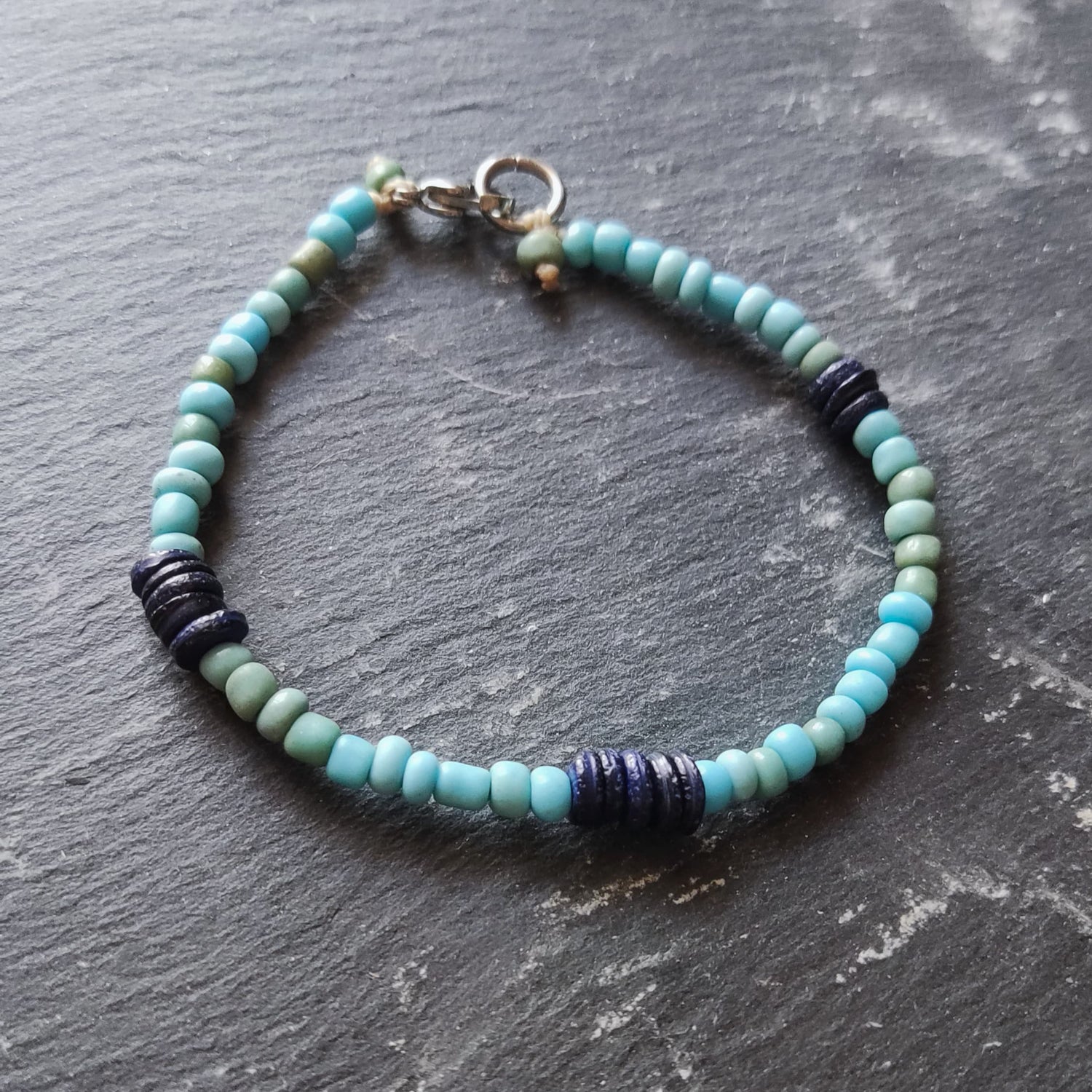 Pulseira de missangas de vidro/Boho/Hippie