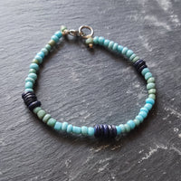 Pulseira de missangas de vidro/Boho/Hippie
