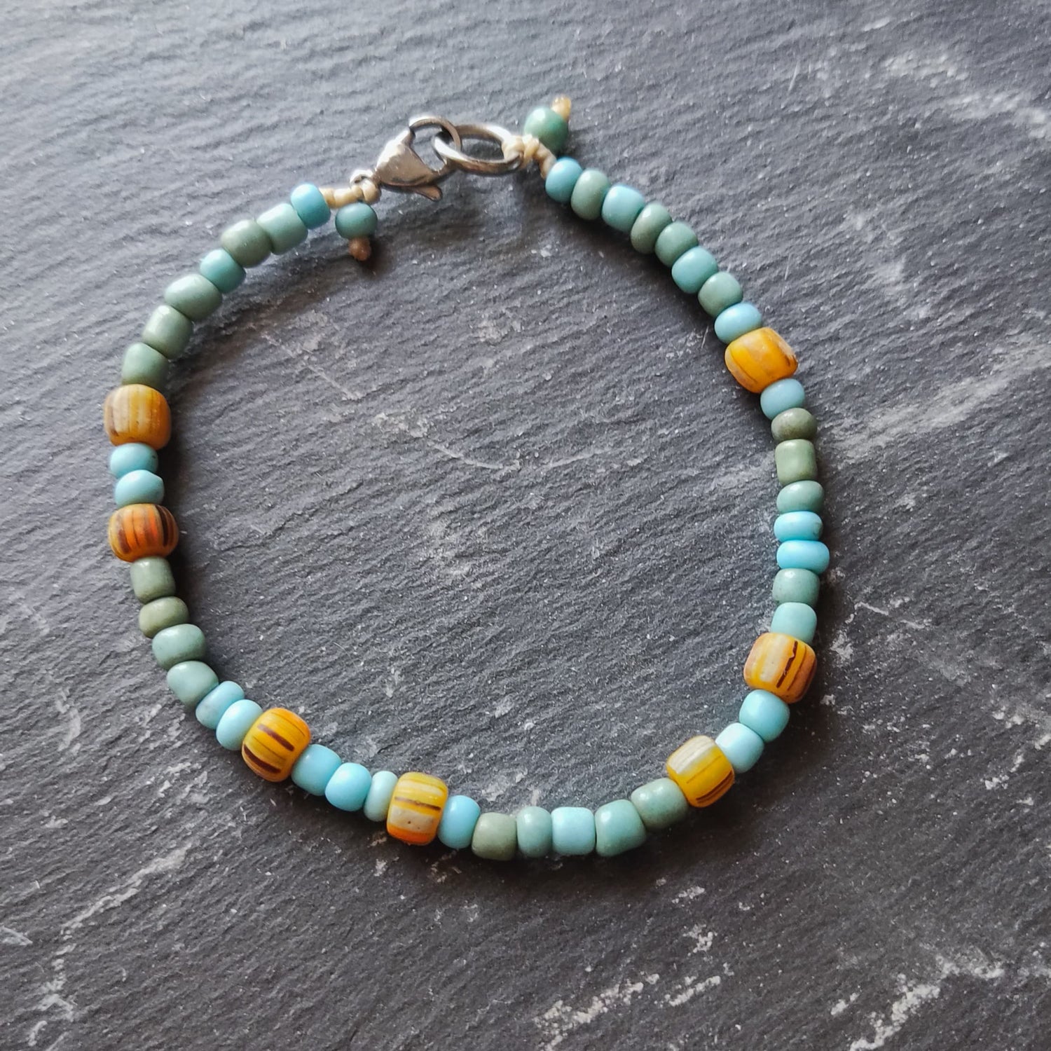 Pulseira de missangas de vidro/Boho/Hippie