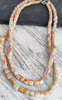 Colares de contas de vidro listradas/Boho